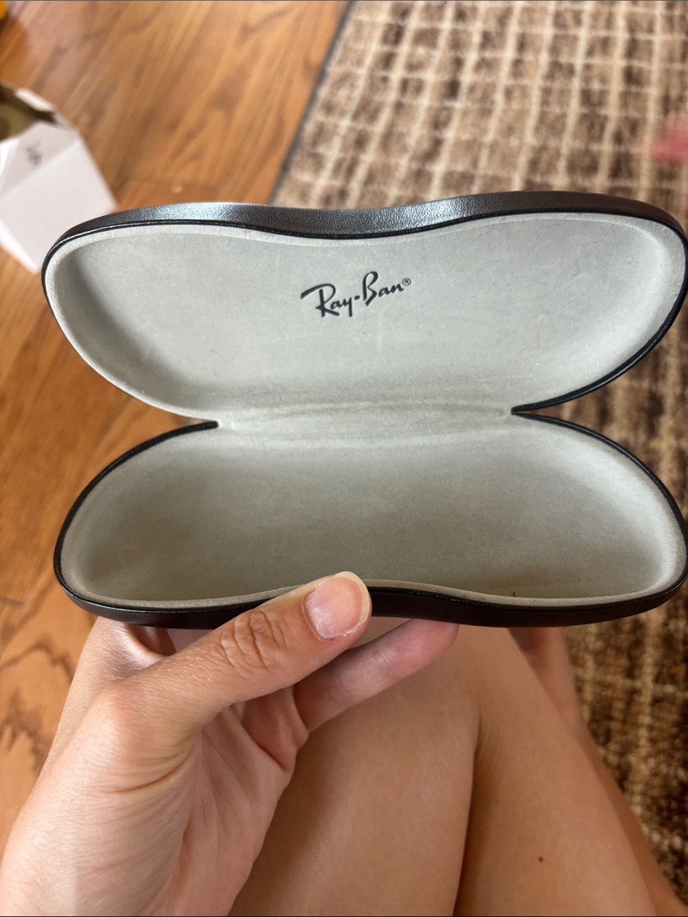 Ray-Ban Brown Hard Shell Sunglass Case with Light Gray Interior